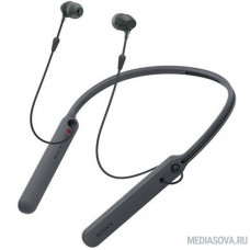 Гарнитура вкладыши Sony WI-C400 черный беспроводные bluetooth (нашейный держатель)