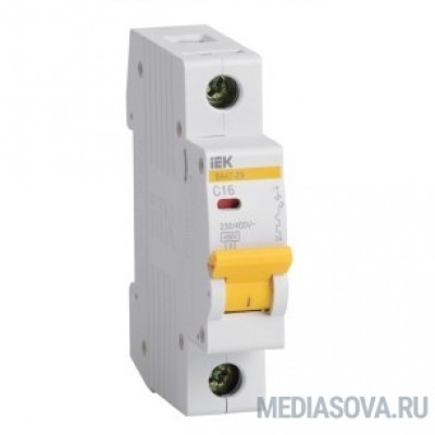  Iek MVA20-1-016-D Авт. выкл.ВА47-29 1Р 16А 4.5кА х-ка D  ИЭК