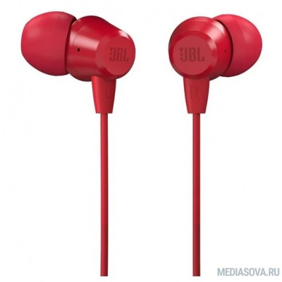  Гарнитура вкладыши JBL C50HI 1.2м красный проводные (в ушной раковине)