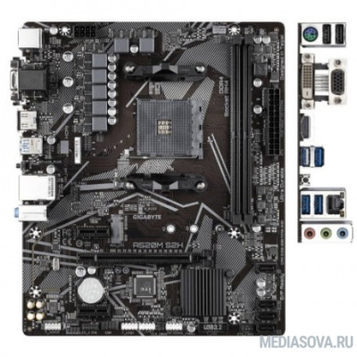 Материнская плата Материнская плата Gigabyte A520M S2H Soc-AM4 AMD A520 2xDDR4 mATX AC`97 8ch(7.1) GbLAN RAID+VGA+DVI+HDMI