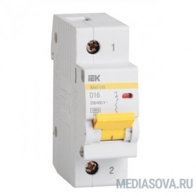  Iek MVA40-1-016-D Авт. выкл. ВА47-100 1Р 16А 10 кА х-ка D ИЭК