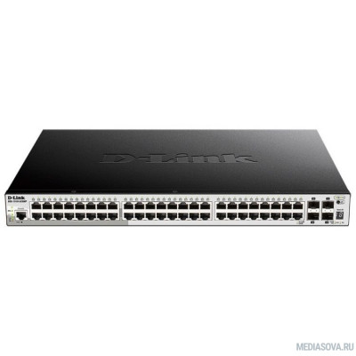  D-Link DGS-1250-52XMP/A1A Настраиваемый коммутатор 2 уровня с 48 портами 10/100/1000Base-T и 4 портами 10GBase-X SFP+ (48 портов с поддержкой PoE 802.3af/802.3at (30 Вт), PoE-бюджет 370 Вт)