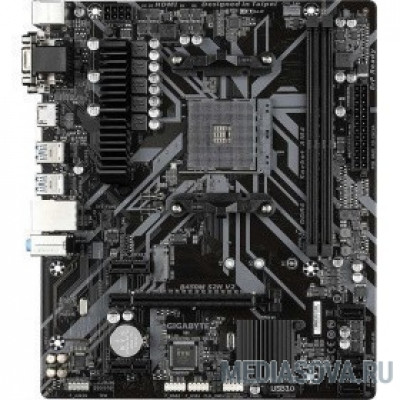Материнская плата Материнская плата Gigabyte B450M S2H V2 Soc-AM4 AMD B450 2xDDR4 mATX AC`97 8ch(7.1) GbLAN RAID+VGA+DVI+HDMI