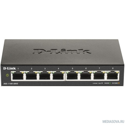  D-Link DGS-1100-08V2/A1A Настраиваемый L2 коммутатор с 8 портами 10/100/1000Base-T