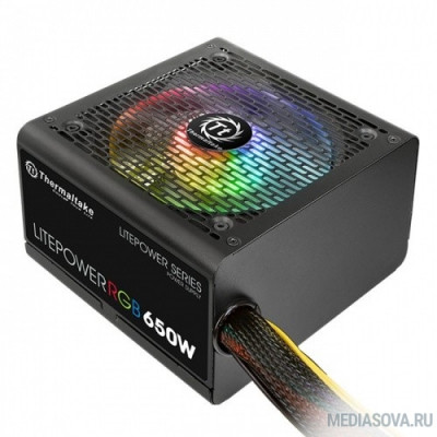 Блок питания Блок питания Thermaltake Litepower RGB 650W  (24+4+4pin) APFC 120mm fan color LED 5xSATA RTL PS-LTP-0650NHSANE-1