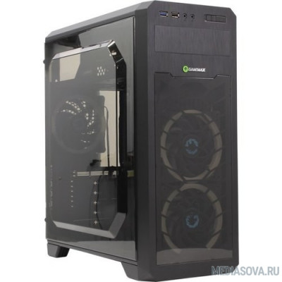  GameMax Корпус G563 без БП (Midi Tower, ATX, LED, Черн., Прозрач. бок. и фронт. панель, USB 3.0)