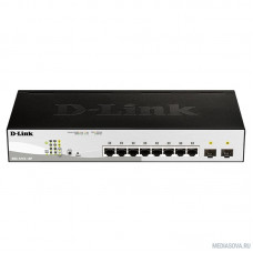 D-Link DGS-1210-10P/FL1A Управляемый коммутатор 2 уровня с 8 портами 10/100/1000Base-T и 2 портами 1000Base-X SFP (8 портов с поддержкой PoE 802.3af/802.3at (30 Вт), PoE бюджет 65 Вт)