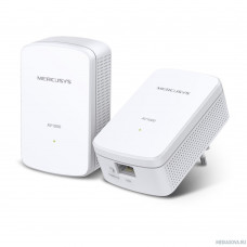 Mercusys MP500 KIT AV1000 Комплект гигабитных адаптеров Powerline, стандарт HomePlug AV2, 1 гигабитный порт, до 300 м по электросети, Plug and Play