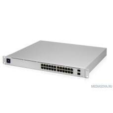 UBIQUITI USW-Pro-24-POE UniFi Switch Pro 24 PoE PoE-коммутатор в стойку, 24х 1G RJ45, 2х 10G SFP+, раздача 400 Вт