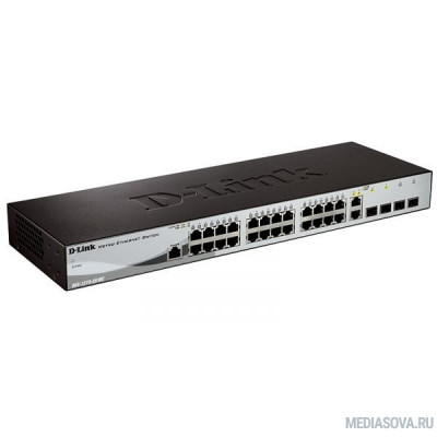  D-Link DGS-1210-28/ME/B2A Управляемый коммутатор 2 уровня с 24 портами 10/100/1000Base-T и 4 портами 1000Base-X SFP, возможностью питания от сети 220 В или внешнего источника DC 12 В