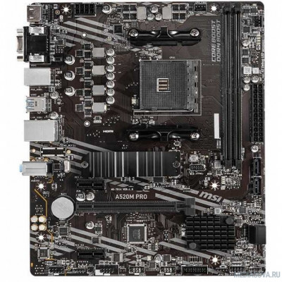 Материнская плата Материнская плата MSI A520M PRO Soc-AM4 AMD A520 2xDDR4 mATX AC`97 8ch(7.1) GbLAN RAID+VGA+HDMI+DP
