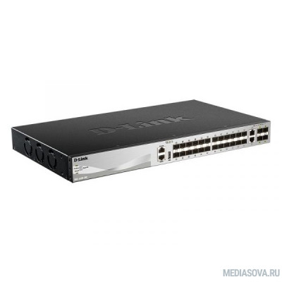  D-Link DGS-3130-30S/B1A PROJ Управляемый стекируемый1 коммутатор 3 уровня с 24 портами 1000Base-X SFP, 2 портами 10GBase-T и 4 портами 10GBase-X SFP+