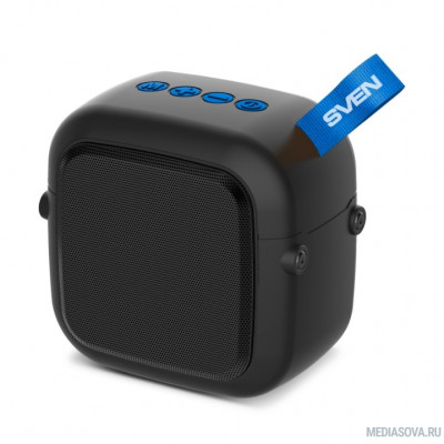  SVEN PS-48, черный акустическая система 1.0, мощность 5 Вт (RMS), TWS, Bluetooth, FM, USB, microSD, встроенный аккумулятор