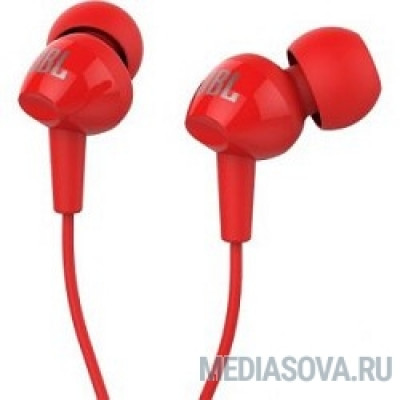  JBL C100SIURED наушники вкладыши, проводные Mini jack 3.5 mm, красный