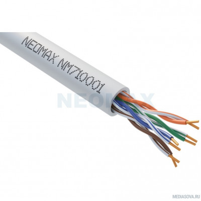 Кабель NEOMAX [NM710001-200M-PT] U/UTP cat.5e 4x2x0.48, 24 AWG, медь, внутренний, PVC, 200м, серый