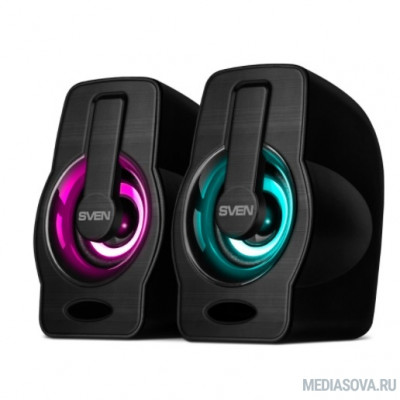  SVEN 255, чёрный, USB, акустическая система 2.0,  мощность 2x3 Вт(RMS), подсветка