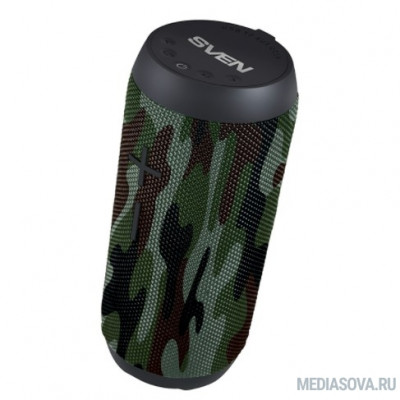  SVEN PS-210, камуфляж, акустическая система 2.0, мощность 2x6 Вт (RMS), Waterproof (IPx6), TWS, Bluetooth, FM, USB, microSD, встроенный аккумулятор