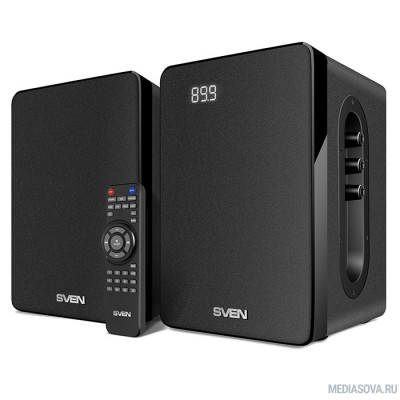  SVEN SPS-710, чёрный, акустическая система 2.0, мощность 2х20Вт (RMS), FM-тюнер, USB/SD, дисплей, пульт ДУ, Bluetooth
