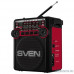  SVEN SRP-355, красный, радиоприемник, мощность 3 Вт (RMS), FM/AM/SW, USB, SD/microSD, фонарь, встроенный аккумулятор