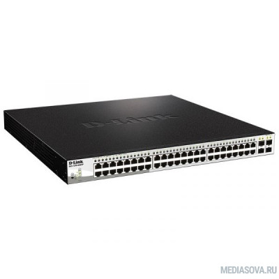  D-Link DGS-1210-52MPP/E2A PROJ Настраиваемый коммутатор WebSmart с 48 портами 10/100/1000Base-T и 4 портами 1000Base-X SFP (порты 1-48 с поддержкой PoE 802.3af/802.3at (30 Вт), PoE-бюджет 740 Вт)