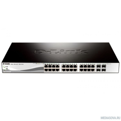  D-Link DGS-1210-28P/F3A Настраиваемый L2 коммутатор с 24 портами 10/100/1000Base-T и 4 комбо-портами 100/1000Base-T/SFP (24 порта PoE 802.3af/at, PoE-бюджет 193 Вт)