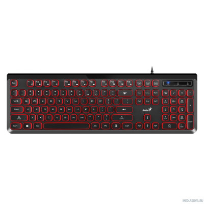  Клавиатура Genius SlimStar 260 Проводная, Тихий набор, 104 клавиш, Шестигранный дизайн корпуса, Расширенная подставка с прорезиненными ножками, USB Plug-and-Play