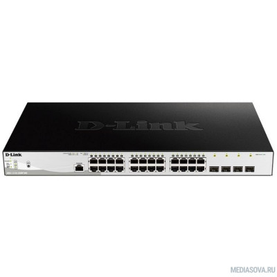  D-Link DGS-1210-28MP/ME/B2A PROJ Управляемый коммутатор 2 уровня с 24 портами 10/100/1000Base-T и 4 портами 1000Base-X SFP (24 порта с поддержкой PoE 802.3af/802.3at (30 Вт), PoE-бюджет 370 Вт)  