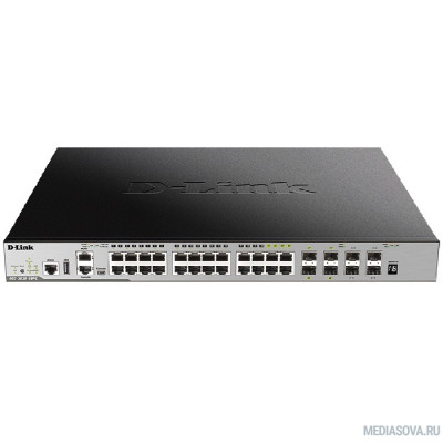  D-Link DGS-3630-28TC/A2ASI PROJ Управляемый стекируемый коммутатор 3 уровня с 20 портами 10/100/1000Base-T, 4 комбо-портами 100/1000Base-T/SFP и 4 портами 10GBase-X SFP+ и программным обеспечением SI
