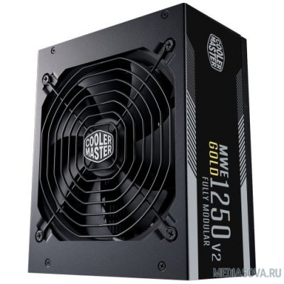 Блок питания Power Supply Cooler Master MWE Gold V2 ( MPE-C501-AFCAG), 1250W, ATX, 140mm, 24+4pin, 12xSATA, 8xPCI-E(6+2), APFC, 80+ Gold, w/UK Cable, Full Modular