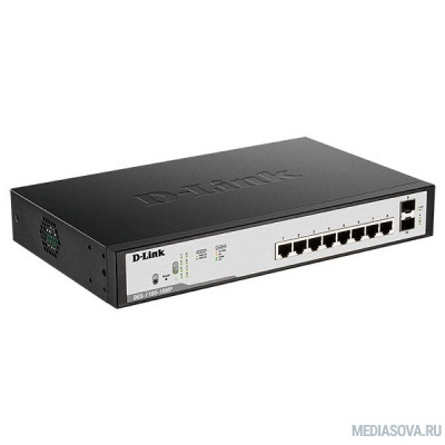  D-Link DGS-1100-10MPV2/A3A Настраиваемый L2 коммутатор с 8 портами 10/100/1000Base-T и 2 портами 1000Base-X SFP (8 портов PoE 802.3af/at, PoE-бюджет 130 Вт)