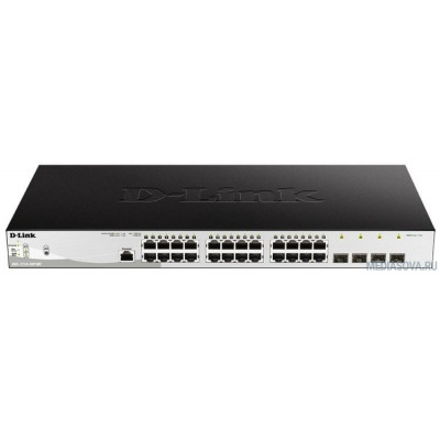  D-Link DGS-1210-28P/ME/B2A Управляемый L2 коммутатор с 24 портами 10/100/1000Base-T и 4 портами 1000Base-X SFP (24 порта PoE 802.3af/at, PoE-бюджет 193 Вт)