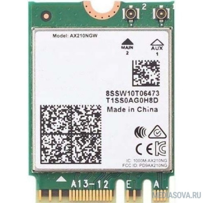  Intel AX210.NGWG.NV Wi-Fi 6E AX210 (Gig+), 2230, 2x2 AX R2 (6GHz)+BT, No vPro, 999M85