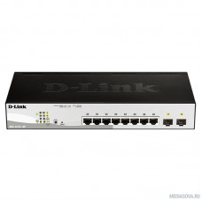 D-Link DGS-1210-10P/F3A Настраиваемый L2 коммутатор с 8 портами 10/100/1000Base-T и 2 портами 1000Base-X SFP (8 портов PoE 802.3af/at, PoE-бюджет 65 Вт)  