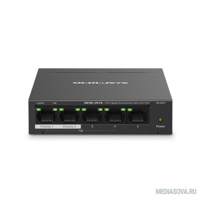  Mercusys MS105GP Настольный коммутатор с 5 гигабитными портами (4 порта PoE+)