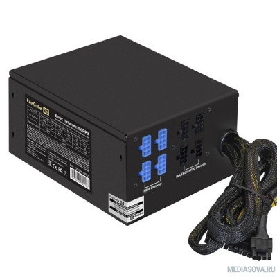 Блок питания Exegate EX292336RUS-S Блок питания 750W ExeGate 750PPX (ATX, APFC, SC, КПД 80% (80 PLUS), 14cm fan, 24pin, 2x(4+4)pin, 6xPCI-E, 8xSATA, 4xIDE, Cable Management, RTL, black, кабель 220V с защитой от вы