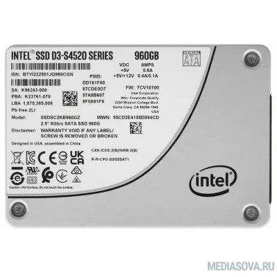  Intel SSD D3-S4520 Series, 960GB, 2.5