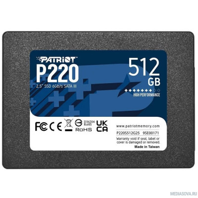  Накопитель SSD Patriot SATA III 512Gb P220S512G25 P220 2.5
