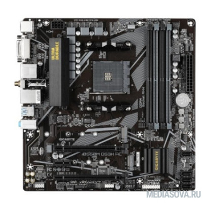 Материнская плата Gigabyte B550M DS3H AC Soc-AM4 AMD B550 4xDDR4 mATX AC`97 8ch(7.1) GbLAN RAID+DVI+HDMI