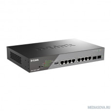 D-Link DSS-200G-10MP/A1A Настраиваемый L2 коммутатор с 8 портами 10/100/1000Base-T и 2 портами 1000Base-X SFP (8 портов PoE 802.3af/at, PoE-бюджет 130 Вт, дальность до 250 м)  