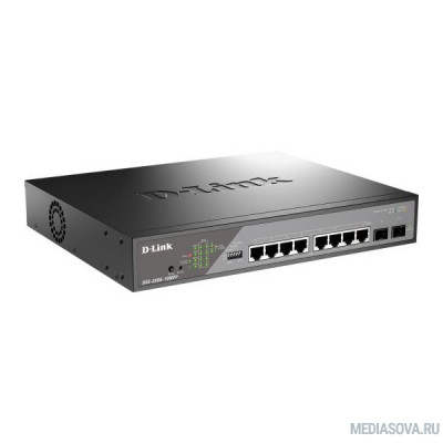  D-Link DSS-200G-10MPP/A1A Настраиваемый L2 коммутатор с 8 портами 10/100/1000Base-T и 2 портами 1000Base-X SFP (8 портов PoE 802.3af/at/bt, PoE-бюджет 242 Вт, дальность до 250 м)