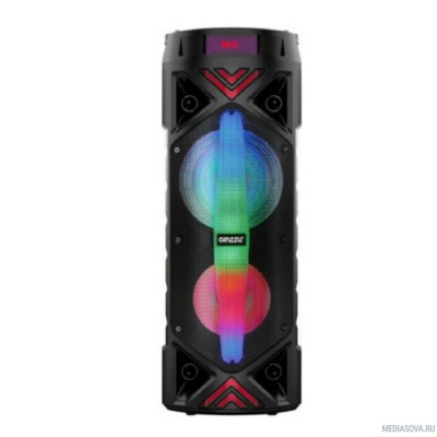 Ginzzu GM-236, с функцией BLUETOOTH (V5.0), 2х25Вт, 150Гц- 18кГц, аудиоплеер USB-flash, microSD-card, FM-радио, пульт ДУ,  