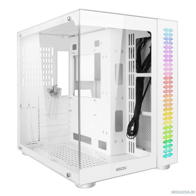  Ginzzu V580 RGB подсветка, закаленное стекло 1*USB 3.0,1*USB 2.0, AU Белый ATX