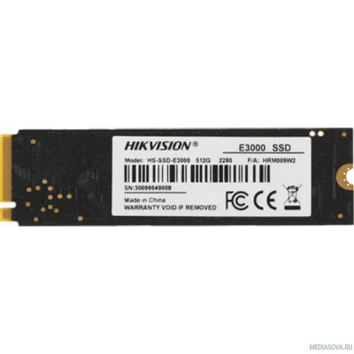  SSD M.2 HIKVision 512GB E3000 Series <HS-SSD-E3000/512G> (PCI-E 3.0 x4, up to 3500/1800MBs, 3D NAND, 224TBW, NVMe, 22x80mm)