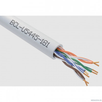  Кабель витая пара Bion BCL-U5445-181 U/UTP, кат.5e, 4x2x0,455мм AWG 25, медь, одножильный, PVC, для внутренней прокладки, 305м, серый