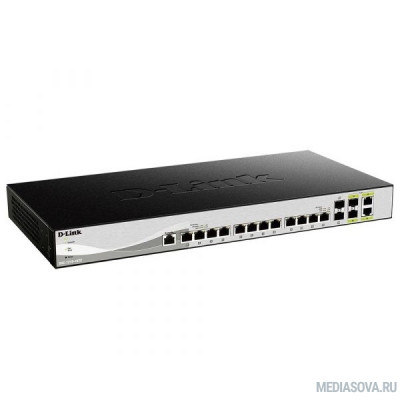  D-Link DXS-1210-16TC/B1A PROJ Настраиваемый L2+ коммутатор с 12 портами 10GBase-T, 2 портами 10GBase-X SFP+ и 2 комбо-портами 10GBase-T/SFP+