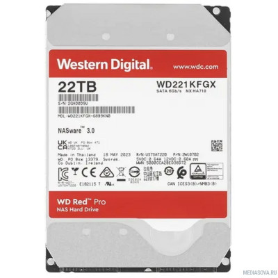 Жесткий диск 22TB WD Red Pro (WD221KFGX) Serial ATA III, 7200- rpm,512Mb, 3.5