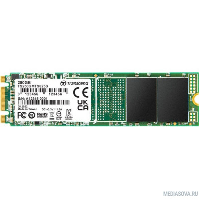  Transcend SSD 825S, 250GB, M.2(22x80mm), SATA3, 3D TLC, R/W 500/330MB/s, IOPs 40 000/75 000, TBW 90, DWPD 0.3 (3 года)