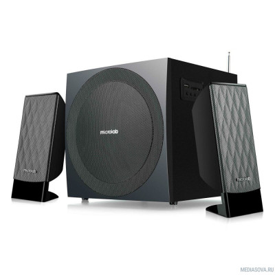  MICROLAB M-300BT черный 12 Вт x2 +14 Вт, Гармонические искажения: < 0,3% (1 Вт 1 кГц), Частотная характеристика: 40 Гц - 20 кГц, Отношение сигнал/шум: > 80 дБ