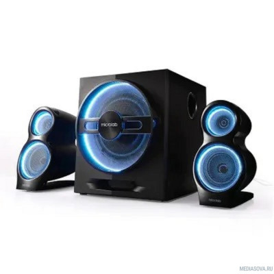  MICROLAB T10 черный 56 Вт, Распределение мощности: 16 Вт x 2 + 24 Вт (THD10?), Гармонические искажения: < 1 % (12 Вт при 1 кГц), Частотная характеристика: 60 Гц—18 кГц