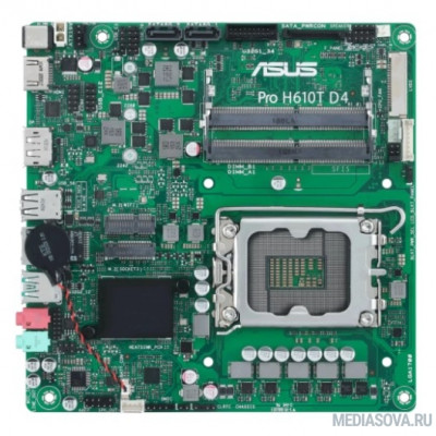 Материнская плата Материнская плата mini-ITX ASUS PRO H610T D4-CSM (LGA1700, H610, 2*DDR4 (3200), 2*SATA 6G, M.2, Glan, HDMI, DP, 2*USB 3.2, 2*USB 2.0)